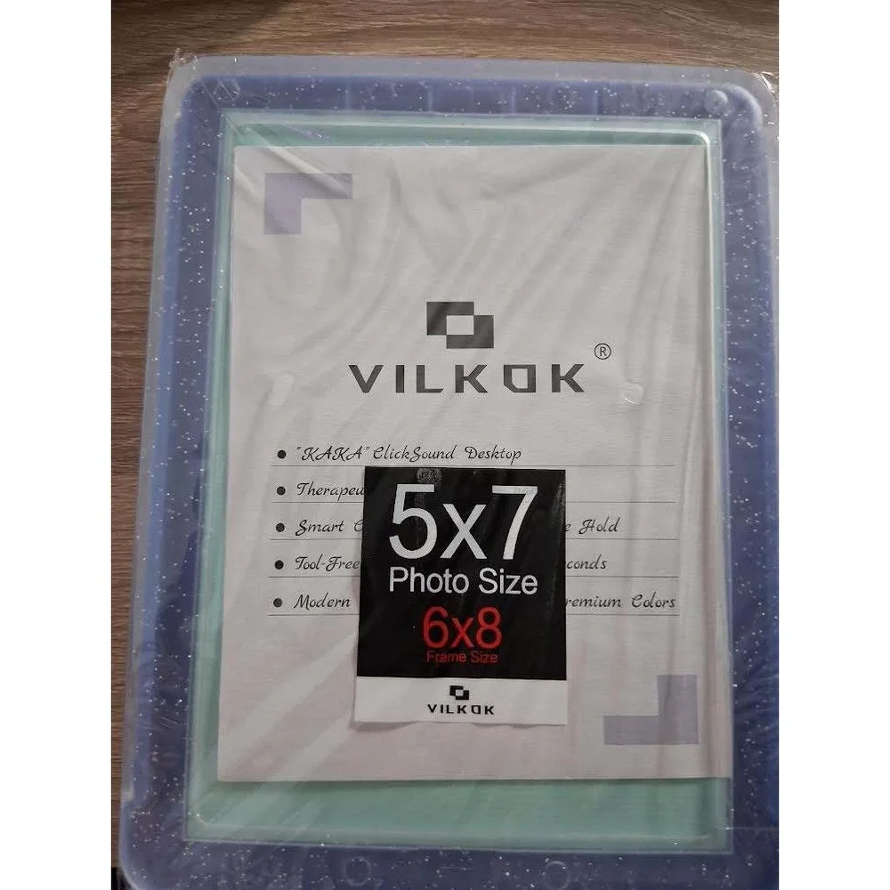 VILKOK‎ KAKA ClickSound Desktop Photo Frame 5x7 Blue Glitter Modern 6x8 Frame